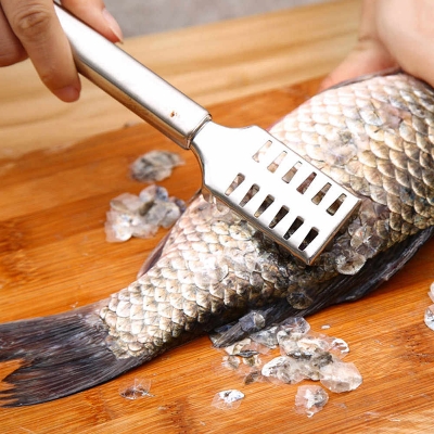 Picture of Fish Scaler Brush StainlessSteel Fish Scaler Remover with Sawtooth Easily Remove Fish Scales-Cleaning Brush Scraper Kitchen Tool