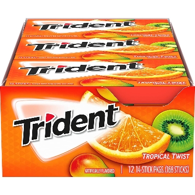 Picture of Trident Tropical Twist Sugar Free Gum (168 Total Piece) 14 Count (12 Pack)