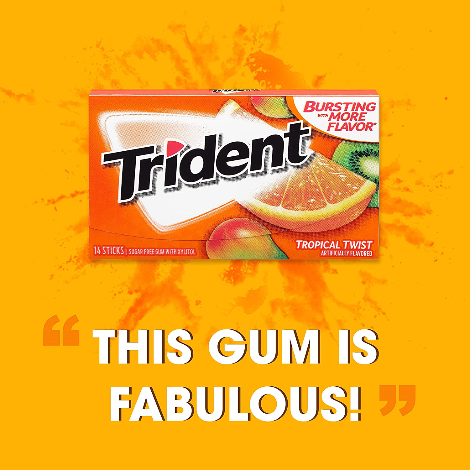 Picture of Trident Tropical Twist Sugar Free Gum (168 Total Piece) 14 Count (12 Pack)