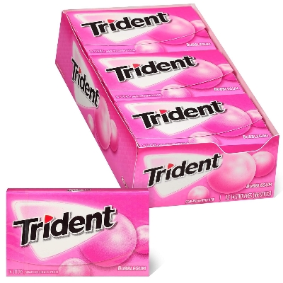 Picture of Trident Sugar Free Gum Bubble gum Flavour (14 Sticks Pack of 12)