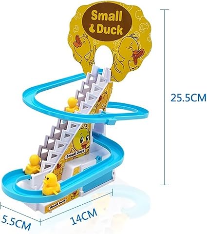 Picture of DIY Rail Racing Track Electric Small Duck Climbing Stairs Toy Pig Action Figures Toys Music Roller Coaster Toy For Kids Gift