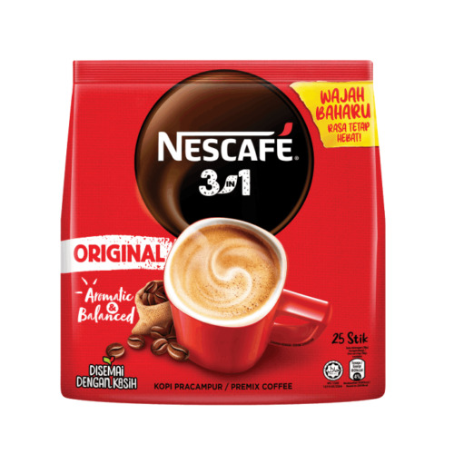Picture of Nescafe Original 3 in 1 Coffee Mix (18gm x 25 stiks) 450gm (Malaysia)