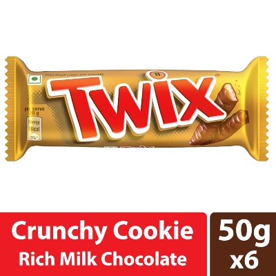 Picture of Twix Caramel Cookie Chocolate Bar | Loaded with Soft Nougat Chewy Caramel & Crunchy Cookie | Premium Chocolate Pack for Sharing with Family & Friends | 50g | Pack of 6