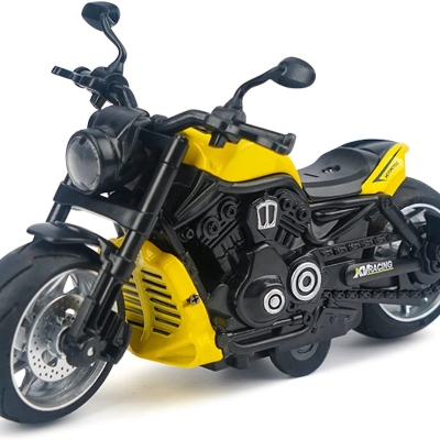 Picture of Pull Back Motorcycle Toys - Toy Motorcycle with Flashing Light up and Sounds for Aged 3+ Kids Christmas Birthday Gifts. (Yellow)