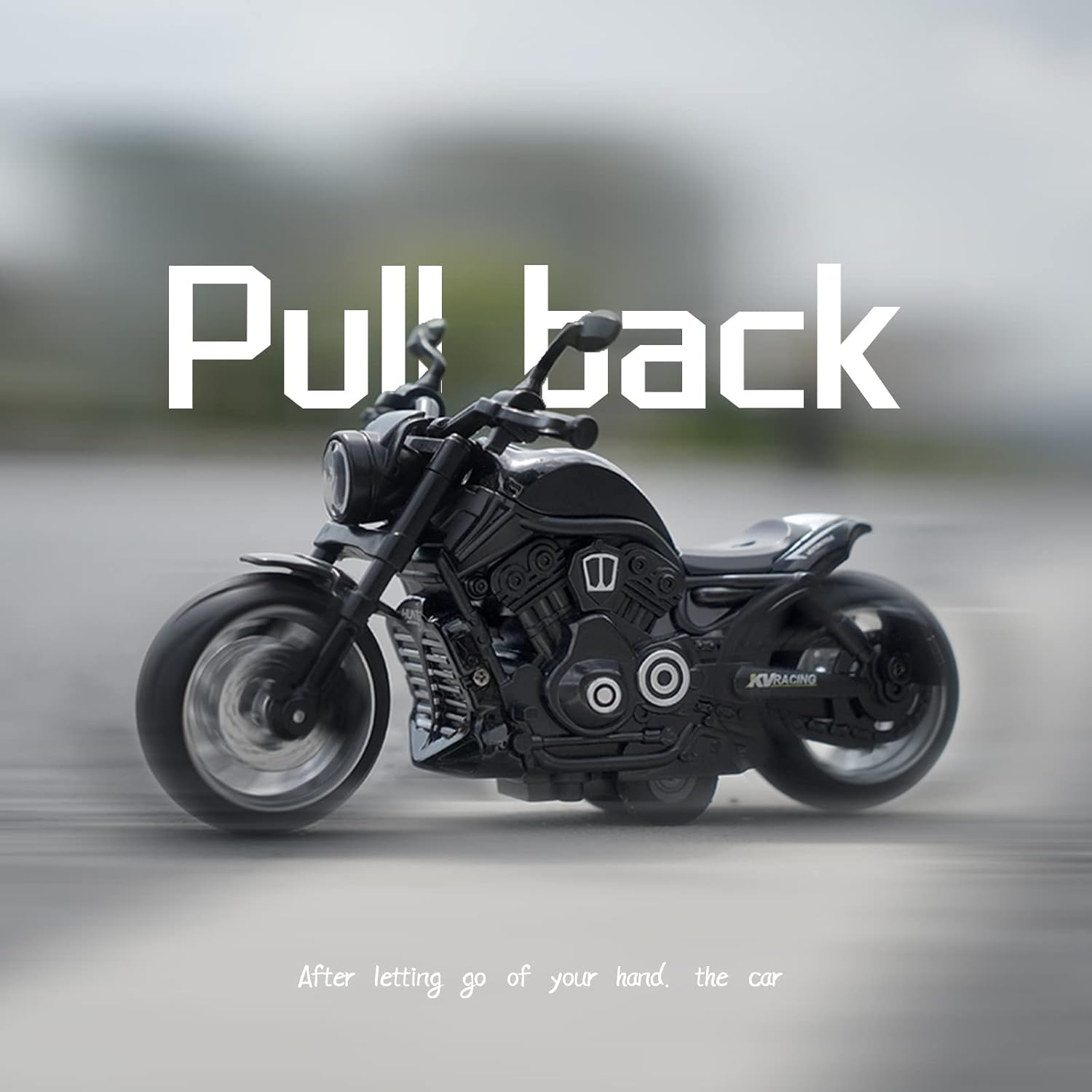 Picture of Pull Back Motorcycle Toys - Toy Motorcycle with Flashing Light up and Sounds for Aged 3+ Kids Christmas Birthday Gifts. (Black)