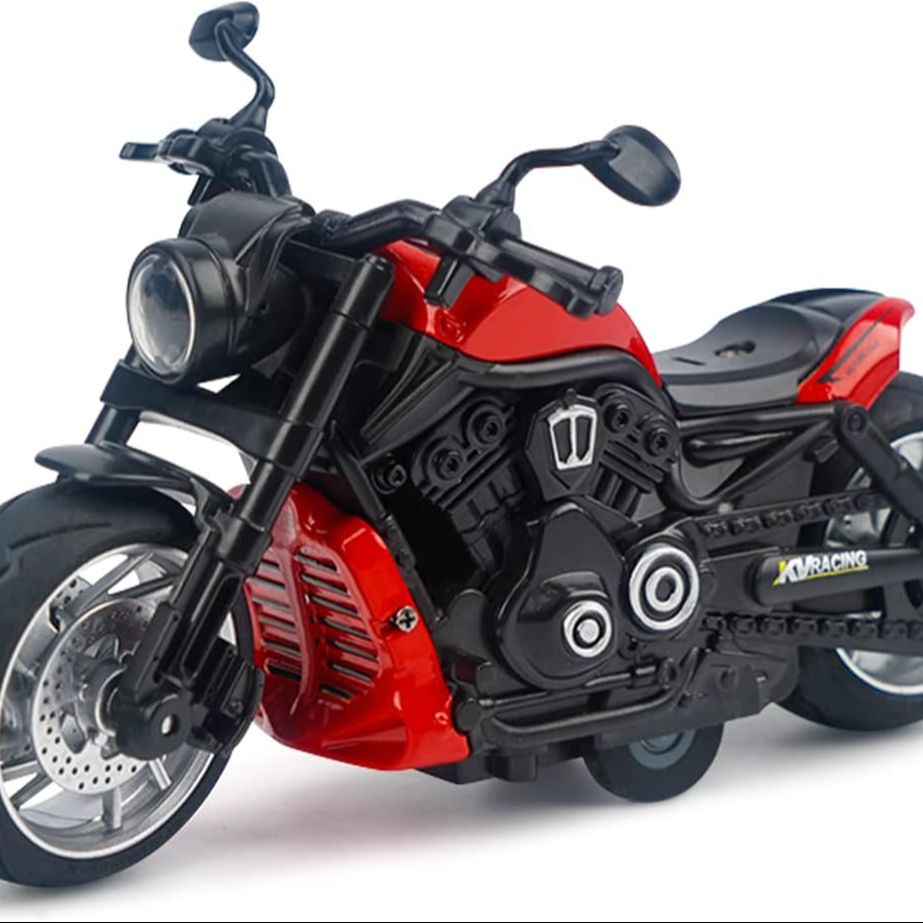 Picture of Pull Back Motorcycle Toys - Toy Motorcycle with Flashing Light up and Sounds for Aged 3+ Kids Christmas Birthday Gifts. (Red)