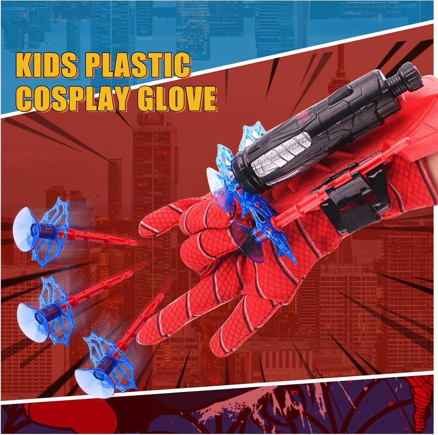 Picture of Esteopt Launcher Gloves for Spider-ManHero Launcher Wrist Toy SetChildren's Plastic Cosplay GloveSpider Web Shooters for Kids ( 1 Sets)