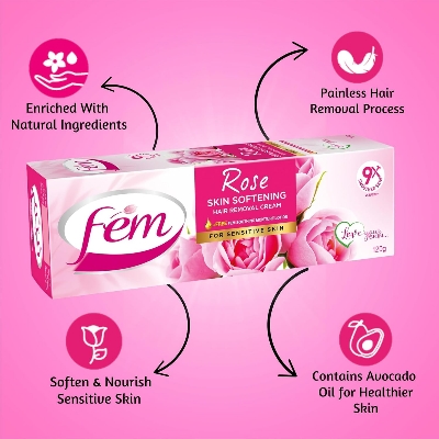Picture of Fem Hair Removal Cream Rose 120 G Hair Removal Cream for Women Hair Removal Cream Long-Lasting Effect 120 G