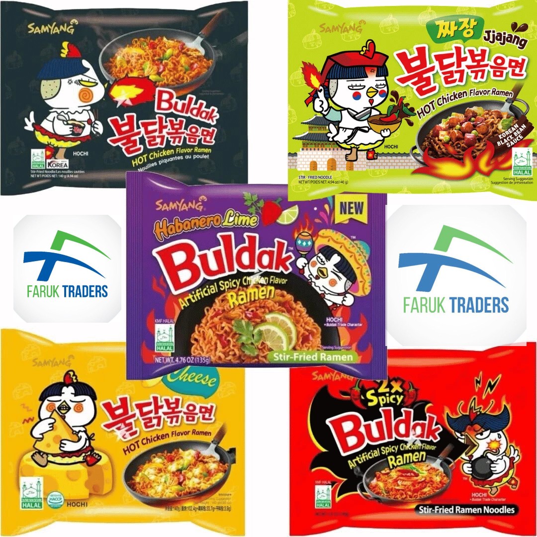 Picture of SPICEHUB Samyang Korean Buldak en Spicy Ramen Noodles Challenge Assorted Box (5 Packs with 5 Different Random Flavours)