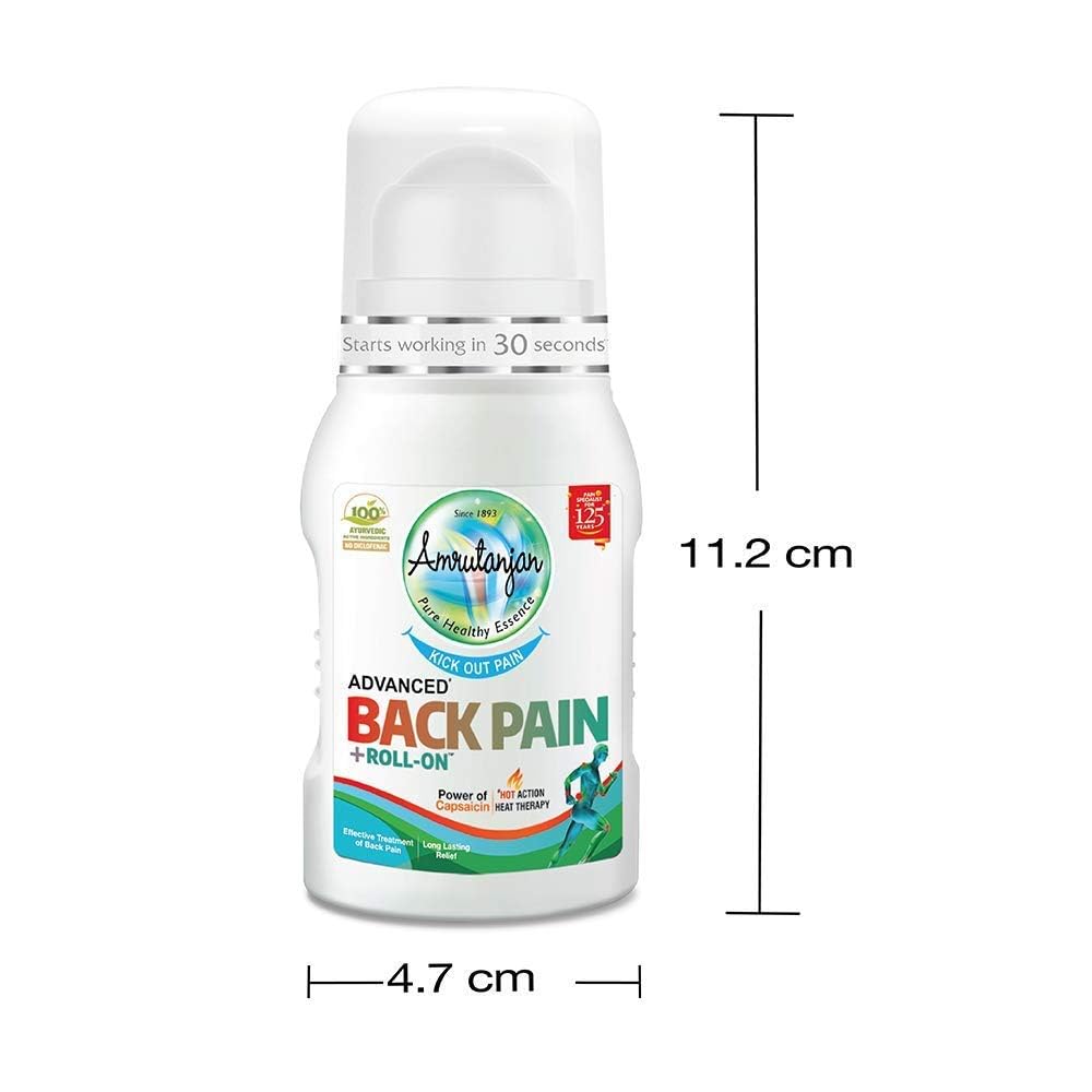 Picture of Amrutanjan Advanced Back Pain+ Roll-On – 50 ml | Back Pain| Muscle pain| Ortho Pain| Joint Pain| 100% Ayurvedic | Starts working within 30 seconds
