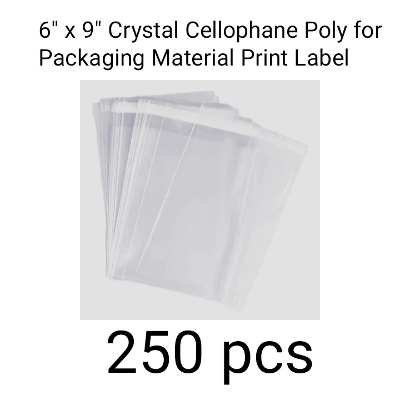 Picture of (6 "x 9") প্যাকেজিং উপাদান প্রিন্ট লেবেলের জন্য 250 pcscrystal সেলোফেন পলি - poly bag
