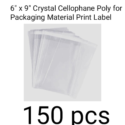 Picture of (6 "x 9") প্যাকেজিং উপাদান প্রিন্ট লেবেলের জন্য 150 পিস ক্রিস্টাল সেলোফেন পলি - poly bag