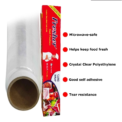 Picture of Fresher Plastic Stretch Wrap Clear Cling PE Vinyl Film Food Grade Wrap Roll for Fresh and Protected Storage