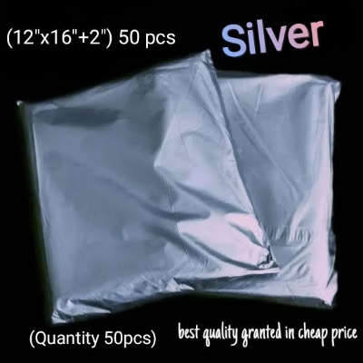 Picture of (12x16+2)inch 50 Pcs Silver Courier poly Bag/Parcel poly Bag/Mailer poly Bag