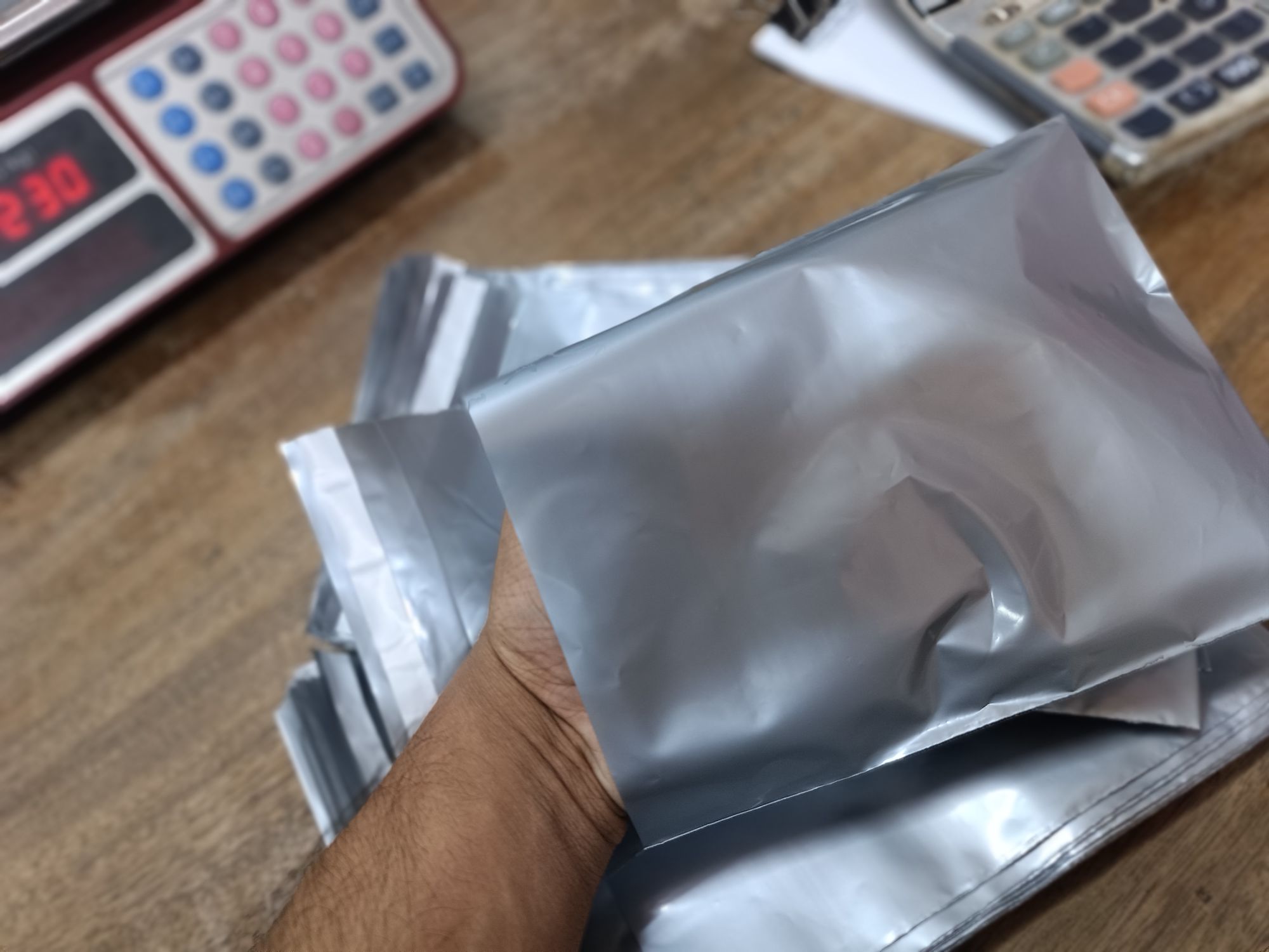 Picture of (14x18+2)inch 50 Pcs Silver Courier poly Bag/Parcel poly Bag/Mailer poly Bag