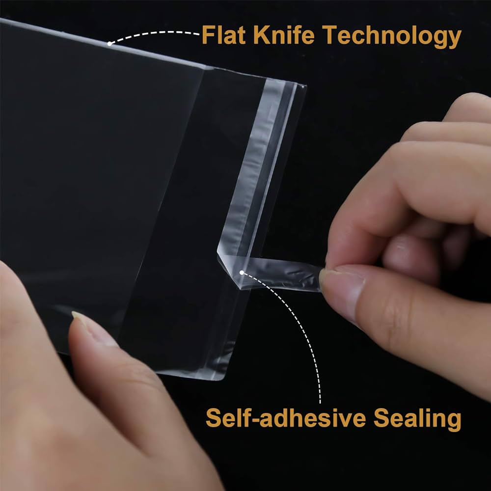 Picture of (5" x 7") 100 pcs crystal cellophane poly bag for packaging material with adhesive