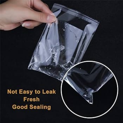 Picture of (6" x 7") 100 pcs crystal cellophane poly bag for packaging material with adhesive