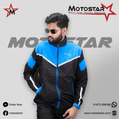 Picture of Windbreaker and Dust Coat Version 2.0 for Bikers (Motostar Lightweight Premium) with High Visibility Color Contrast, Black-Red, Neon, Ash, Blue, Olive