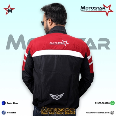 Picture of Windbreaker and Dust Coat Version 3.0 for Bikers (Motostar Lightweight Premium) with High Visibility Color Contrast, Black-Red, Neon,  Blue