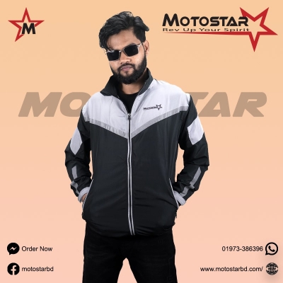 Picture of Windbreaker and Dust Coat Version 2.0 for Bikers (Motostar Lightweight Premium) with High Visibility Color Contrast, Black-Red, Neon, Ash, Blue, Olive
