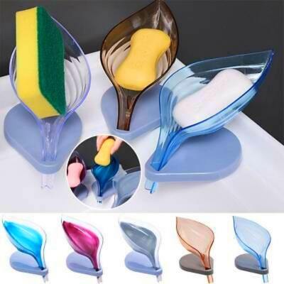 Picture of Self Draining Leaf Shape Soap Dish Case Holder Bathroom Soap