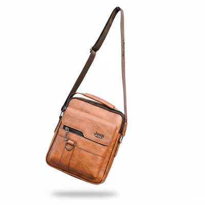 Picture of Jeep PU Leather Men's Shoulder Crossbody Bags 9.7Inch Ipad Office Messenger Bag for Men Business Handbag