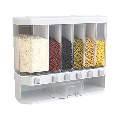 Picture of Rice Dispenser Dry Food Dispenser Kitchen Storage Kitchen Rack Food Spice Dispenser Container, Rice Dispenser Box, High Quality 10L Auto Kitchen Organizer, Wall Mounted Dry Food and Kitchen Storage Box, Rice Dispenser Set
