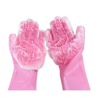 Picture of Reusable Multipurpose Magic Silicone Dishwashing Gloves Wash Scrubber Cleaning Gloves