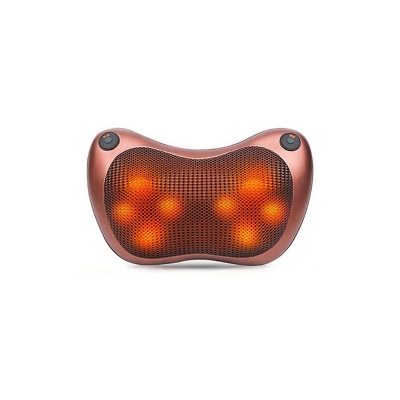 Picture of Car and Home Massage Pillow (Chocolate) head shoulder 3D or 360 Rotate back and neck massage pillow for back body cushion
