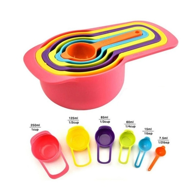 Picture of 6 Pieces Measuring Spoons And Cups Plastic , Measuring Spoon Scoop with Scale for Cooking Measuring, Pack of 6 set