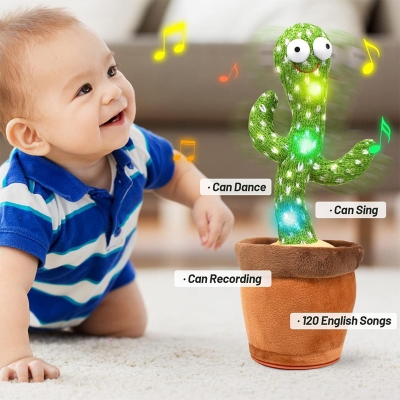 Picture of Cactus Plush Funny Electronic Shaking Cactus Singing Dancing Cactus Twisting Cactus Cute Plush Toy Education Toy Plush Toy with 120 Songs for Home Decoration and Children Playing Birthday Gift Kids Toy
