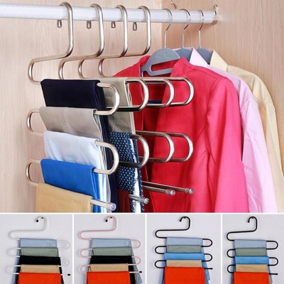 Picture of 5 layers S Shape MultiFunctional Clothes Hangers Pants Storage Hangers Cloth Rack Multilayer Storage Cloth Hanger 1PC