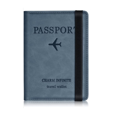 Picture of Passport Cover with RFID Blocking, 2 Pack PU Leather Passport Holder Travel Wallet Case Organizer with Strap for Credit Cards Boarding Ticket