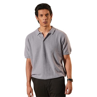 Picture of Bologna Blue Steel Knit Polo