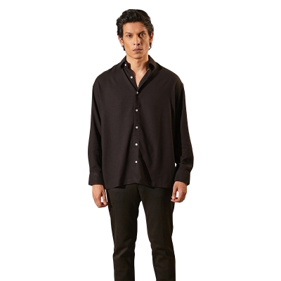 Picture of Emilio Jet Black Drape Shirt