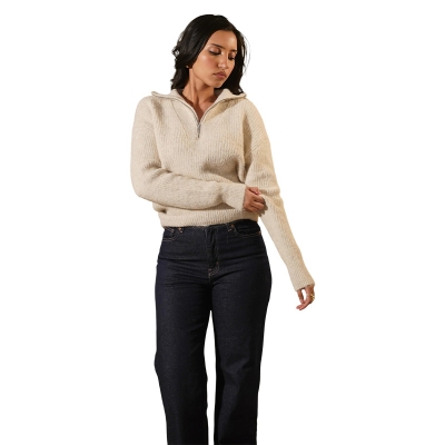 Picture of Chiffon White Quarter Zip Sweater