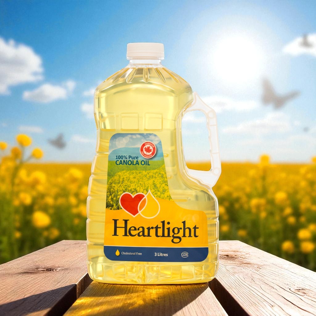Picture of Heartlight Canola Oil – 100% Pure & Cholesterol Free – Imported from Canada – 3 Litres Bottle