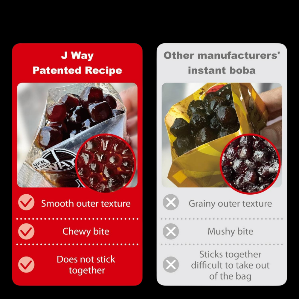 Picture of J WAY Instant Boba Bubble Pearl Mango Peach Black Tea, Fruity Flavor, Paper Straws Included - 3 Servings