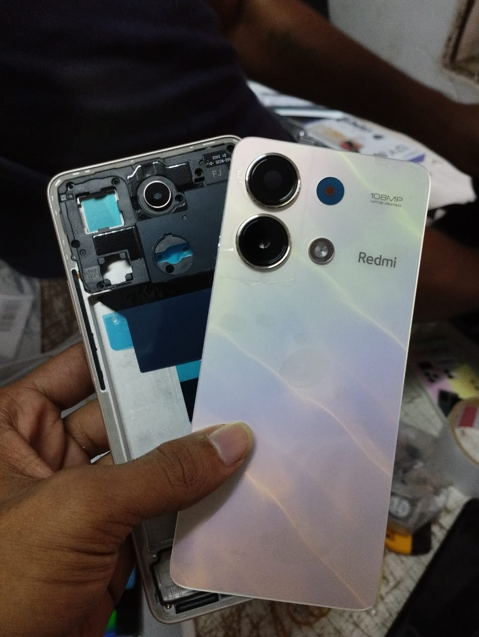 Picture of Backshell For Redmi Note 13 4G  Back Glass Replacement Rear Battery Door Cover Repair Part  Original Back Panel / Back Glass