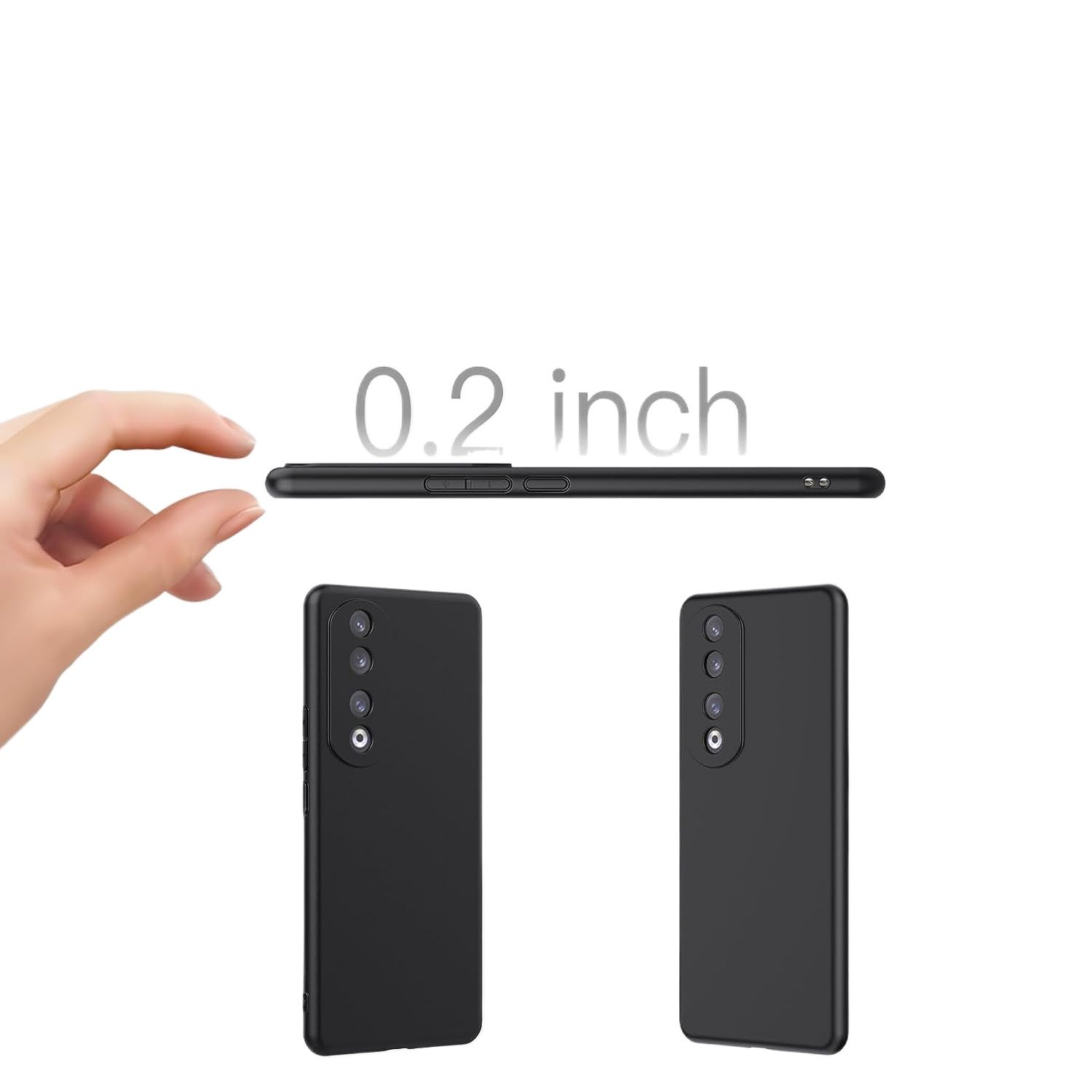 Picture of For Honor 90 SHOPBYSHOP Back Cover Silicone Soft Matte Finish Shockproof Anti Scratch Back Case Cover for Honor 90 -(Silicone/Black)