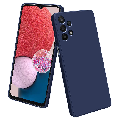 Picture of For Silicone Soft Back Cover Case for Samsung Galaxy A13 4G (Silicone Black) And Blue Silicone
