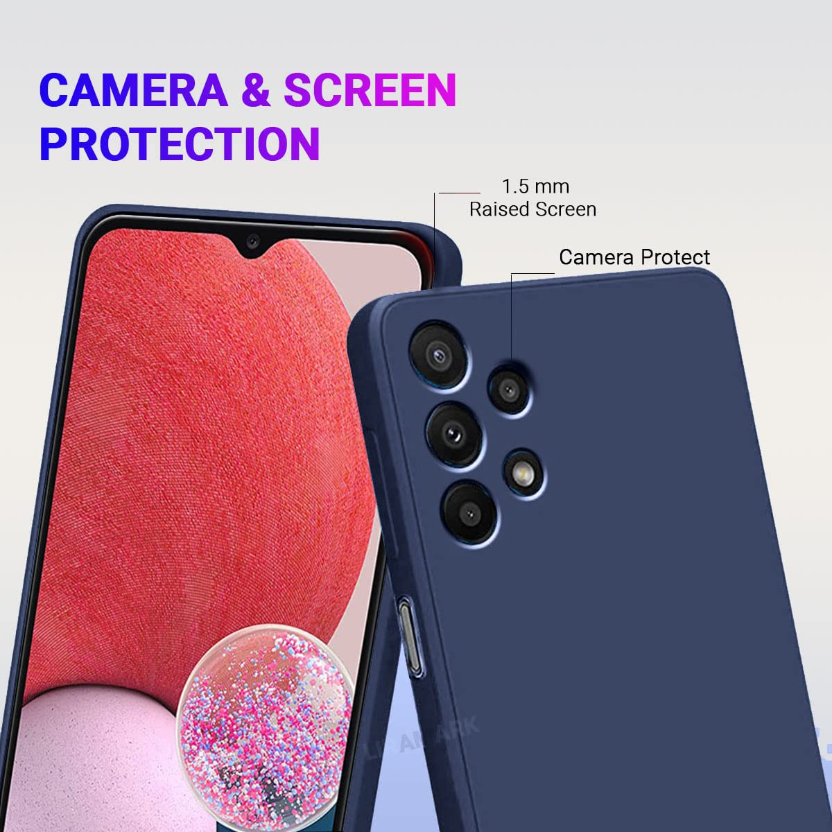 Picture of For Silicone Soft Back Cover Case for Samsung Galaxy A13 4G (Silicone Black) And Blue Silicone