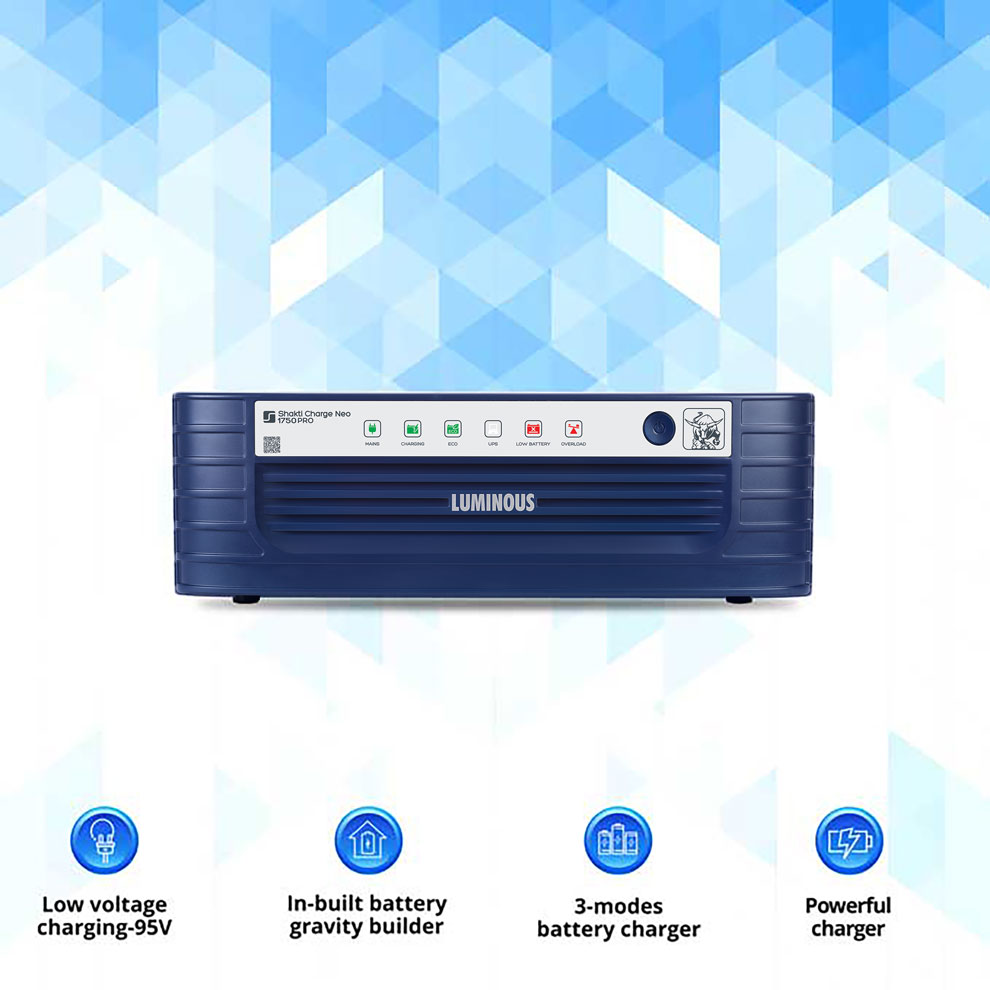 Picture of LUMINOUS IPS UPS 1500 VA 1260 WATT SHAKTI CHARGE 1750 12V MODEL HIGH CAPACITY 12V SINGLE BATTERY IPS UPS MACHINE