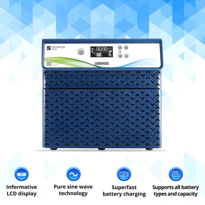 Picture of LUMINOUS HIGH CAPACITY IPS UPS OPTIMUS 2300 CAPACITY 1680 WATT PURE SINE WAVE 24V FOR DOUBLE BATTERY SYSTEM