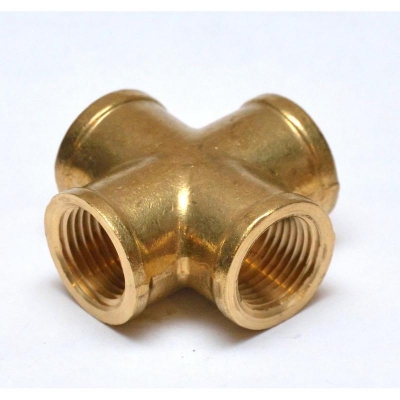 Picture of 1/2" NPT Female/FPT X 4 Way Cross Intersection Brass Fitting Fuel/Air/Water/Boat/Gas/Oil WOG