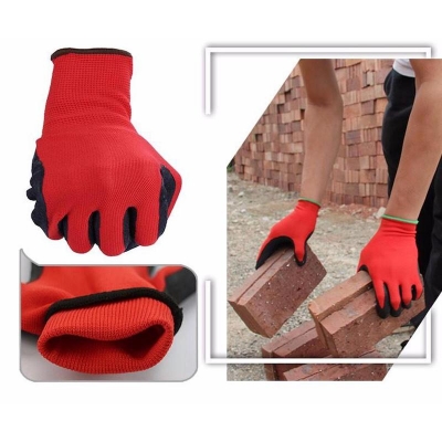 Picture of Red Nylon Rubber Coated Nitrile Glove