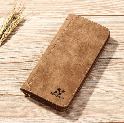 Picture of Hengsheng Long Men's Wallet Retro Casual Brand Wallet Korean Clutch Large Capacity Frosted Card Holder Mobile holder Men's Long Wallet for Men's Fashion