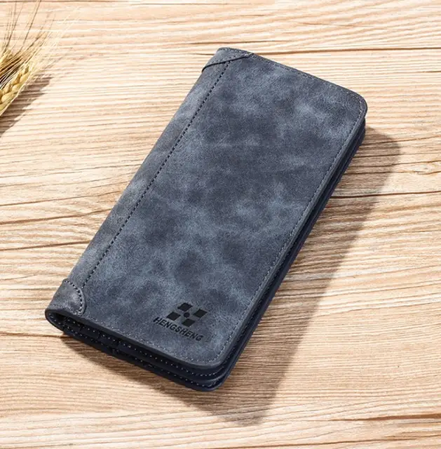 Picture of Hengsheng Long Men's Wallet Retro Casual Brand Wallet Korean Clutch Large Capacity Frosted Card Holder Mobile holder Men's Long Wallet for Men's Fashion
