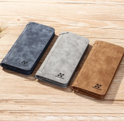 Picture of Hengsheng Long Men's Wallet Retro Casual Brand Wallet Korean Clutch Large Capacity Frosted Card Holder Mobile holder Men's Long Wallet for Men's Fashion