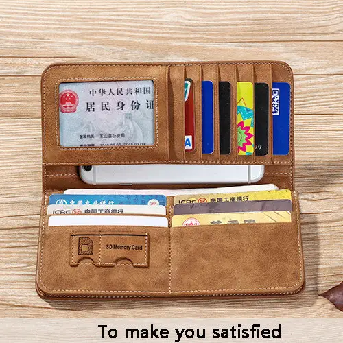 Picture of Hengsheng Long Men's Wallet Retro Casual Brand Wallet Korean Clutch Large Capacity Frosted Card Holder Mobile holder Men's Long Wallet for Men's Fashion